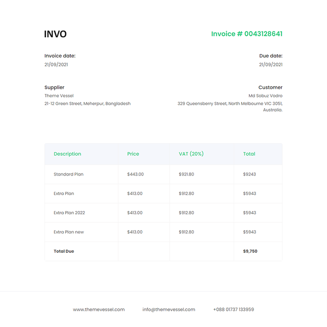 Invo invoice generator template